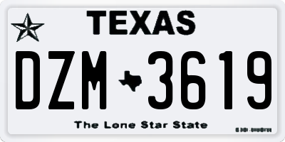 TX license plate DZM3619