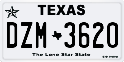 TX license plate DZM3620