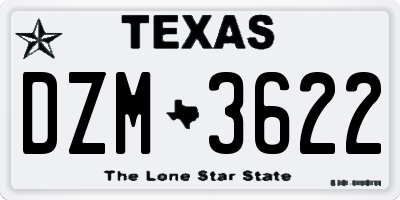 TX license plate DZM3622