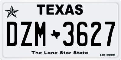 TX license plate DZM3627