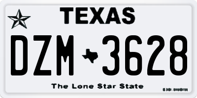 TX license plate DZM3628