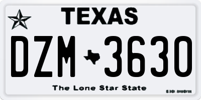 TX license plate DZM3630