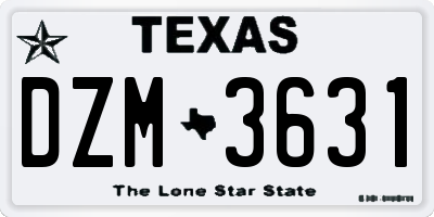 TX license plate DZM3631