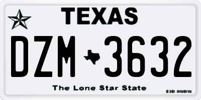 TX license plate DZM3632