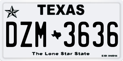 TX license plate DZM3636