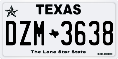TX license plate DZM3638
