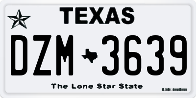 TX license plate DZM3639