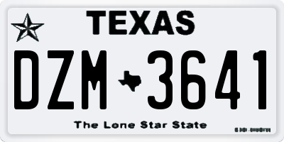 TX license plate DZM3641