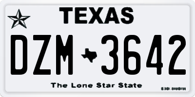 TX license plate DZM3642