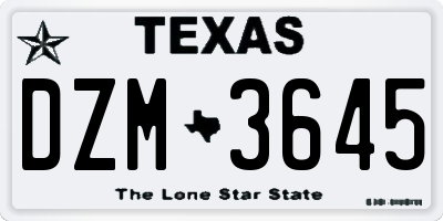 TX license plate DZM3645