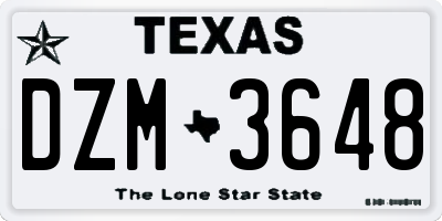 TX license plate DZM3648