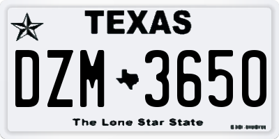 TX license plate DZM3650