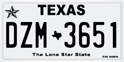 TX license plate DZM3651