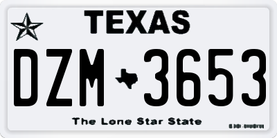 TX license plate DZM3653