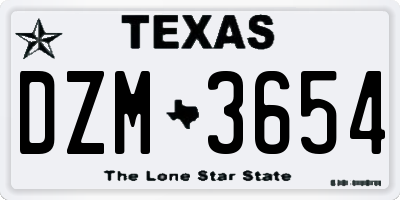 TX license plate DZM3654