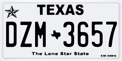 TX license plate DZM3657
