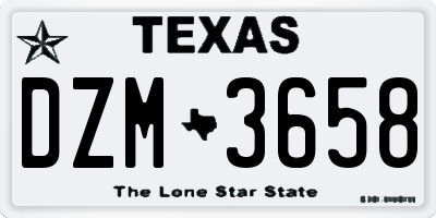 TX license plate DZM3658