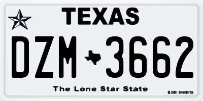 TX license plate DZM3662