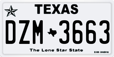 TX license plate DZM3663