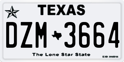 TX license plate DZM3664