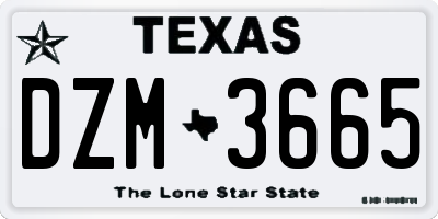TX license plate DZM3665
