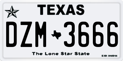 TX license plate DZM3666