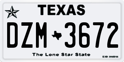 TX license plate DZM3672