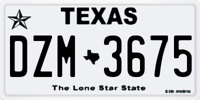 TX license plate DZM3675