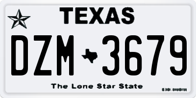 TX license plate DZM3679