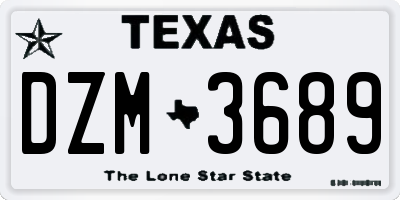TX license plate DZM3689