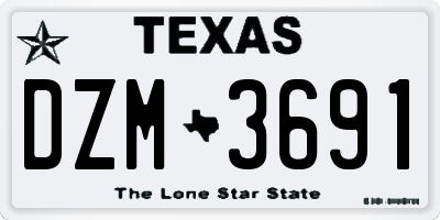TX license plate DZM3691
