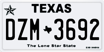 TX license plate DZM3692