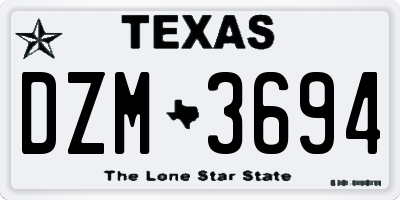 TX license plate DZM3694