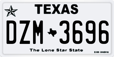TX license plate DZM3696