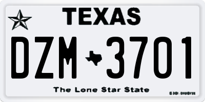 TX license plate DZM3701