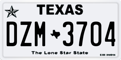 TX license plate DZM3704