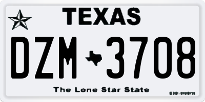 TX license plate DZM3708