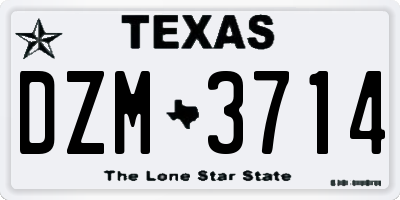 TX license plate DZM3714