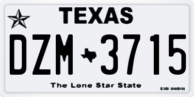 TX license plate DZM3715