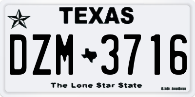 TX license plate DZM3716