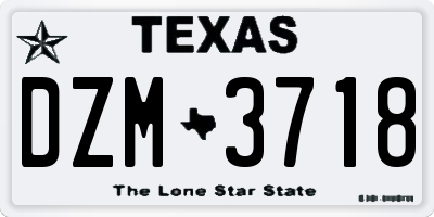 TX license plate DZM3718