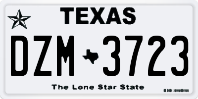 TX license plate DZM3723