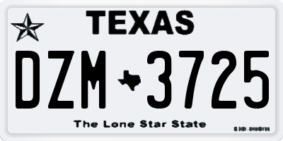 TX license plate DZM3725