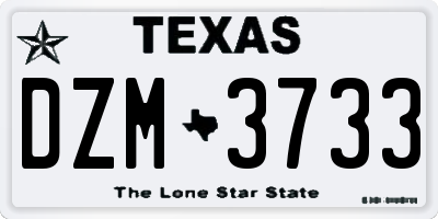 TX license plate DZM3733