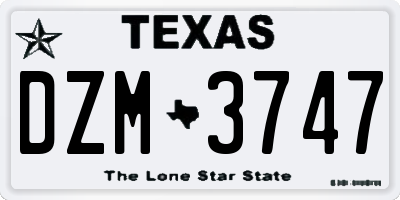 TX license plate DZM3747