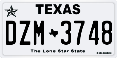 TX license plate DZM3748