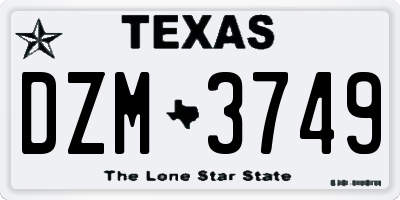 TX license plate DZM3749
