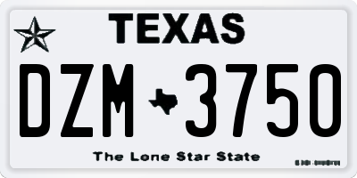 TX license plate DZM3750