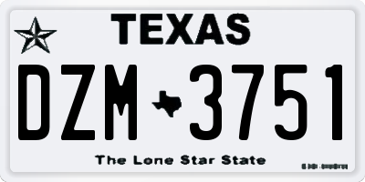 TX license plate DZM3751