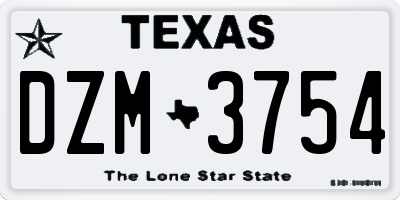 TX license plate DZM3754